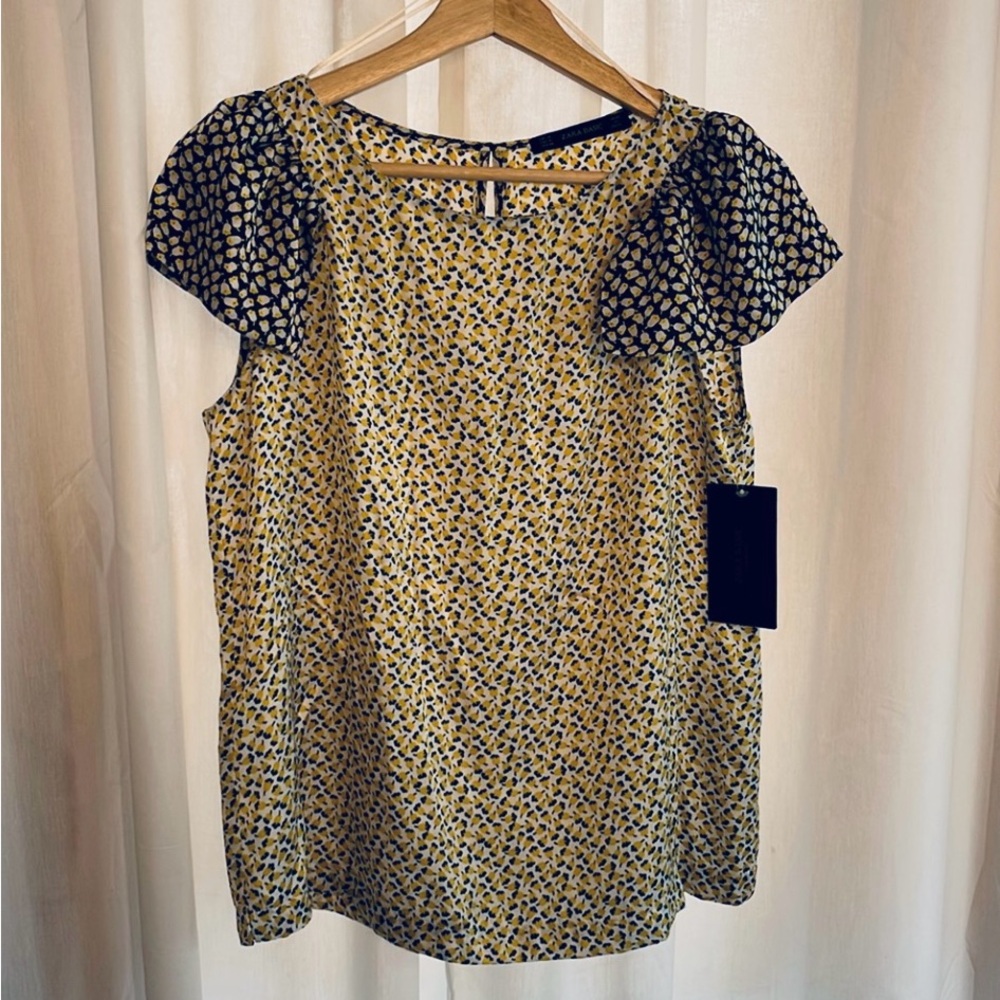 NWT Zara Basic Flutter Cap-sleeve Blouse